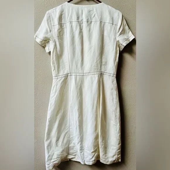 Karl Lagerfeld Paris Women's Linen Blend Soft White Utility Dress Size 6~NWT - Picture 8 of 9